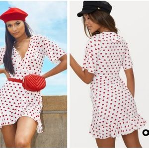Last Chance *** White Heart Printed Frill Dress